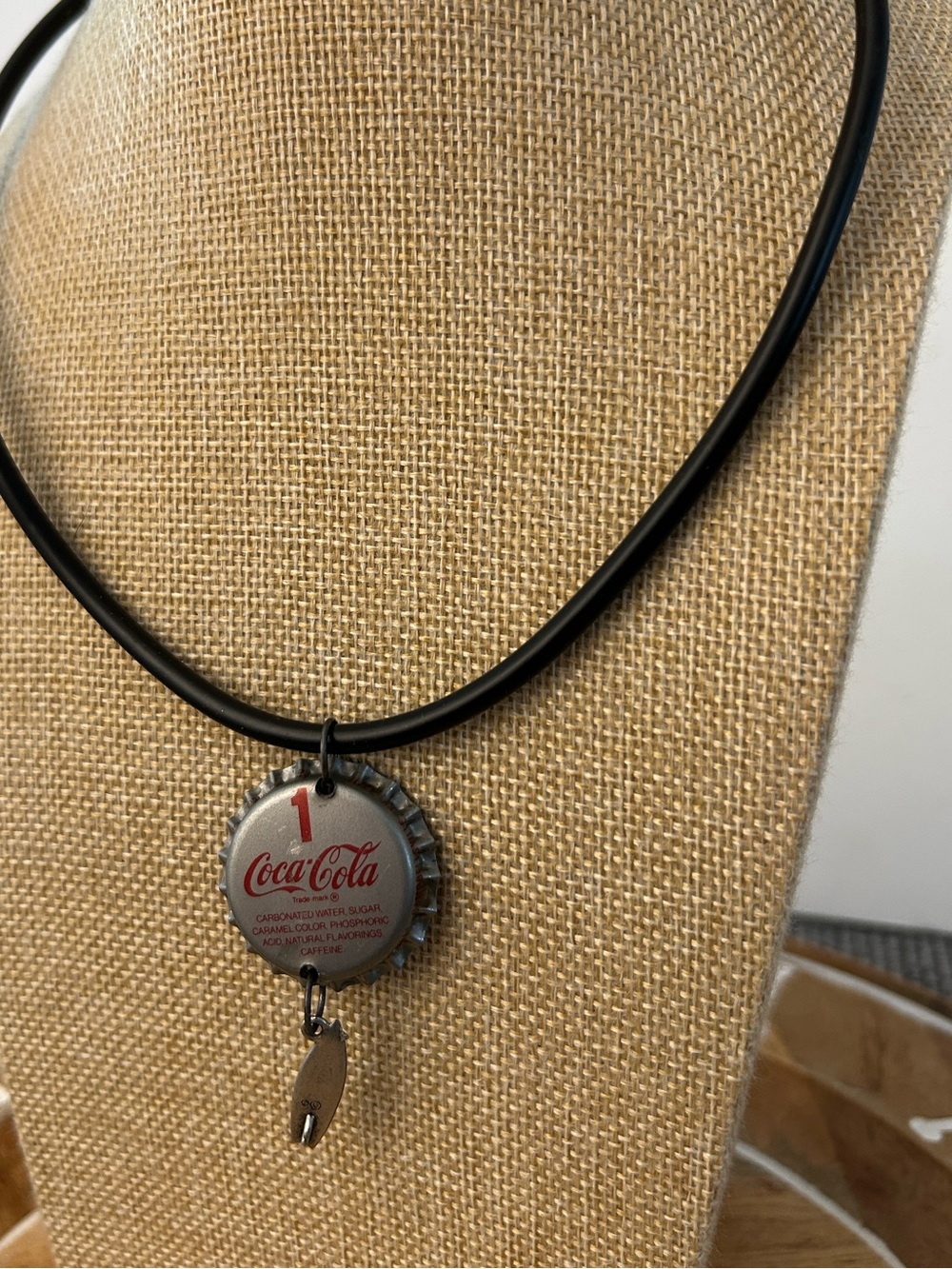 Coca Cola Bottle Cap Pendant Necklace with resin art inside NEW handmade retro